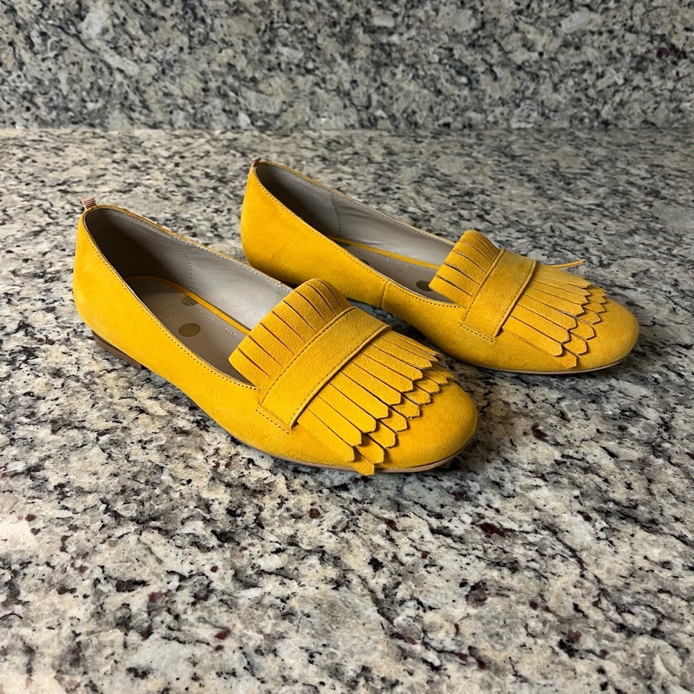 Boden Mustard Suede Ballet Flats, Size 7